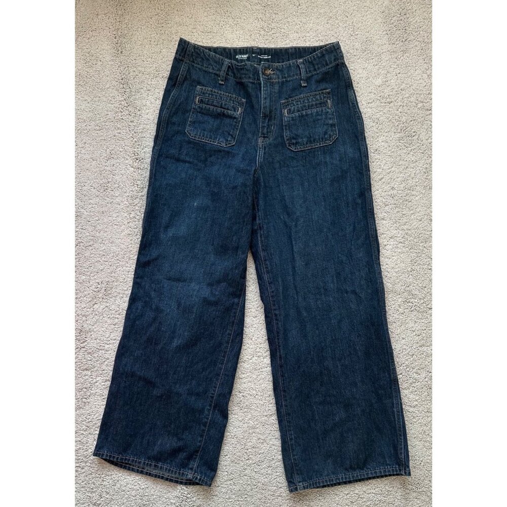 Old Navy Drapey Denim Size 14  Baggy Wide Leg High Rise Jeans - Picture 16 of 16